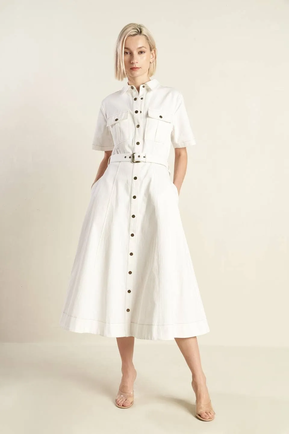 The Classic Shirt Dress in Off White