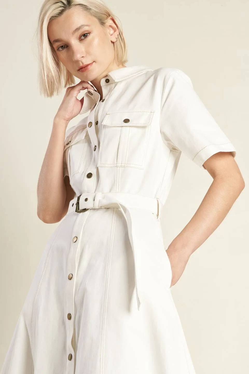The Classic Shirt Dress in Off White