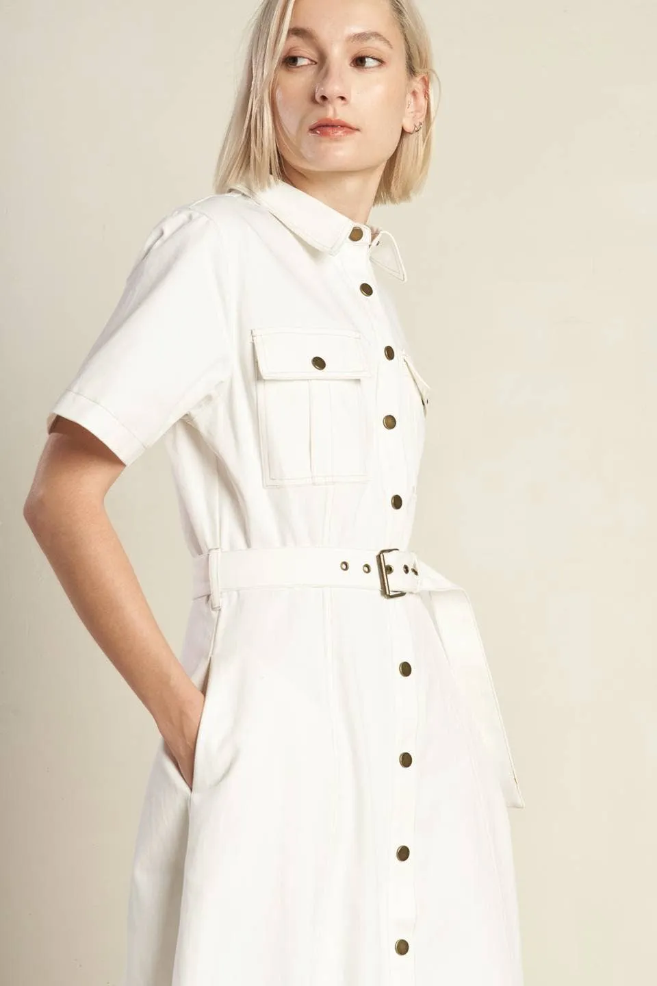 The Classic Shirt Dress in Off White