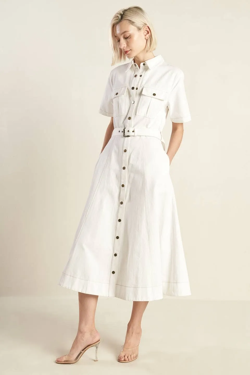 The Classic Shirt Dress in Off White