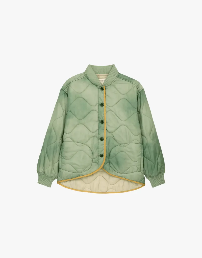 The Great The Quilted Liner Jacket in Mottled Green