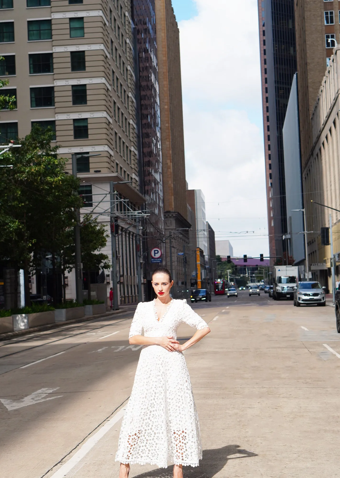 The "Blancha" Eyelet Embroidered White Dress