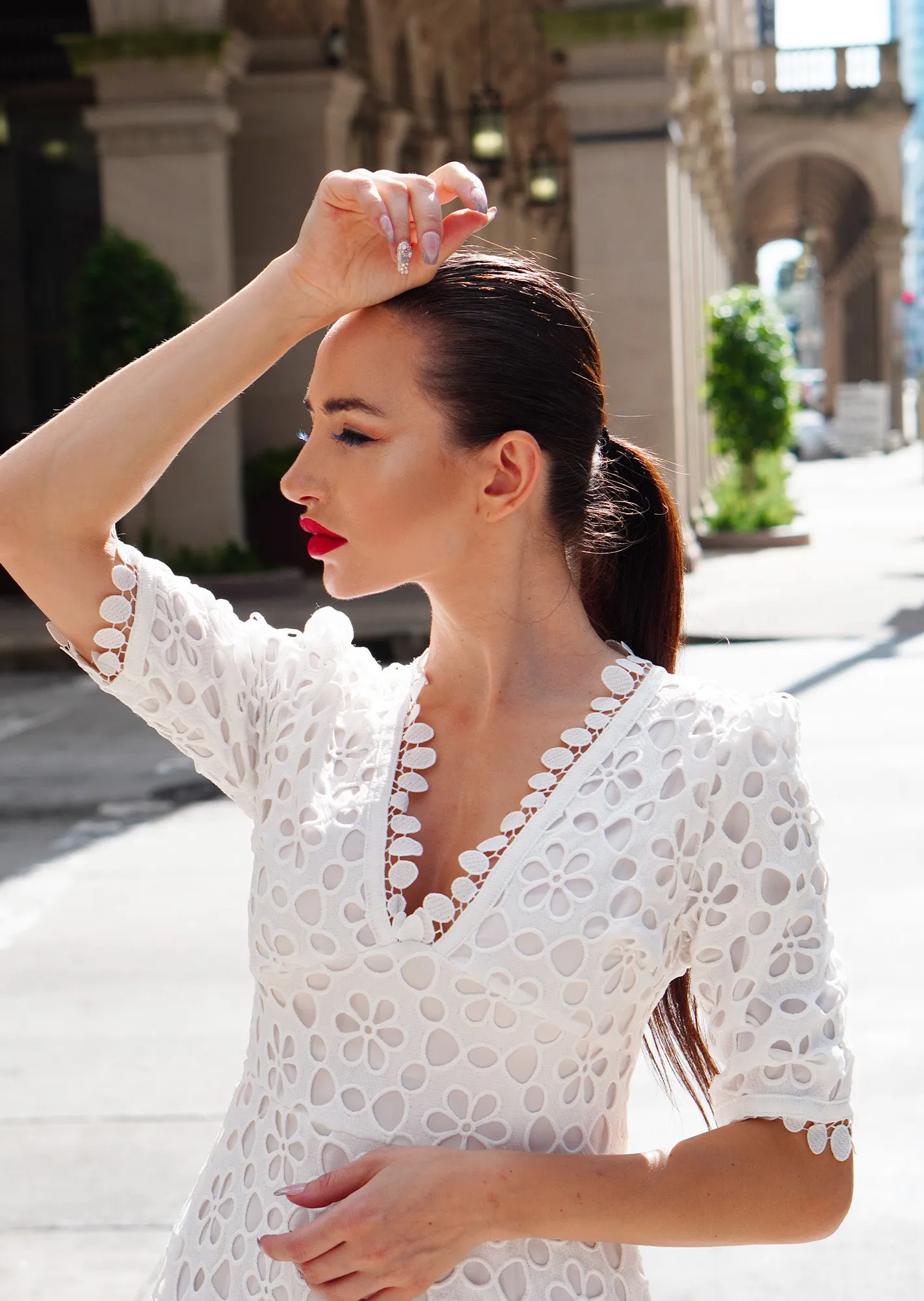 The "Blancha" Eyelet Embroidered White Dress