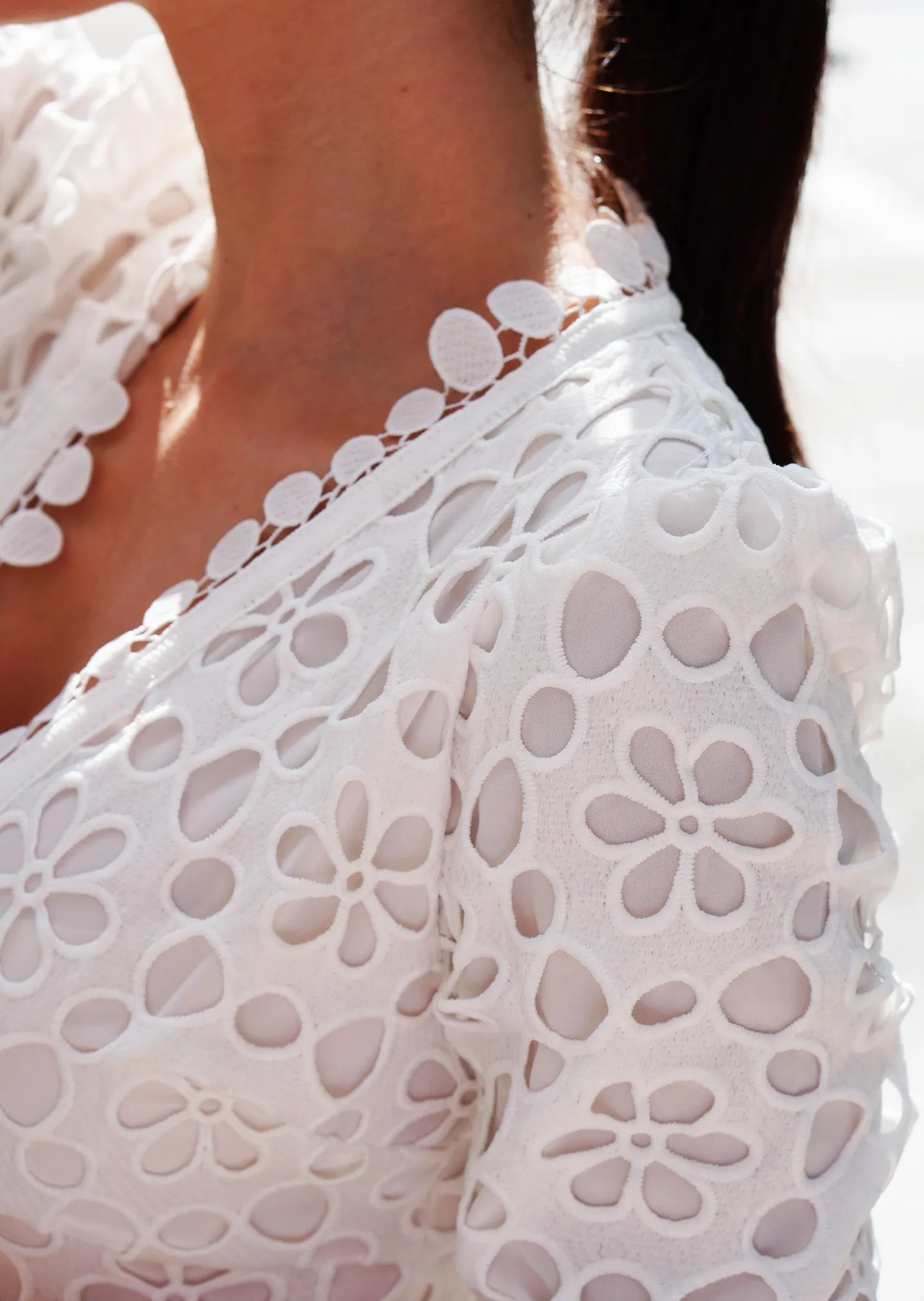 The "Blancha" Eyelet Embroidered White Dress