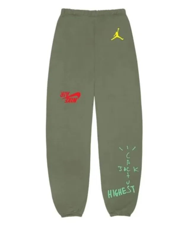 Travis Scott Jordan Cactus Jack Highest Sweatpants Olive (83665-161) Size S-XXL