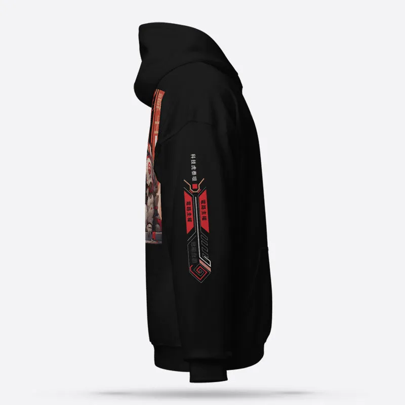Urban Samurai Pullover Black Graphic Hoodie Premium
