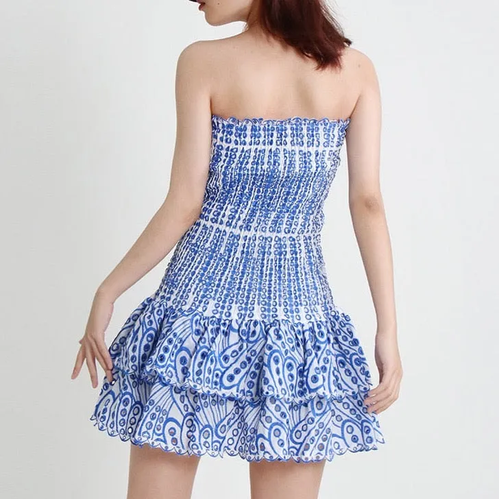 Vianca Strapless Eyelet Mini Dresses - 4 Colors