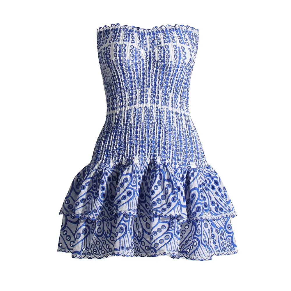 Vianca Strapless Eyelet Mini Dresses - 4 Colors