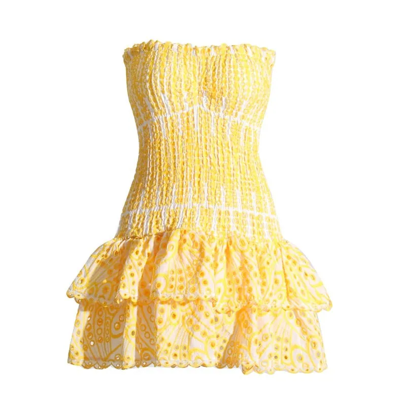 Vianca Strapless Eyelet Mini Dresses - 4 Colors