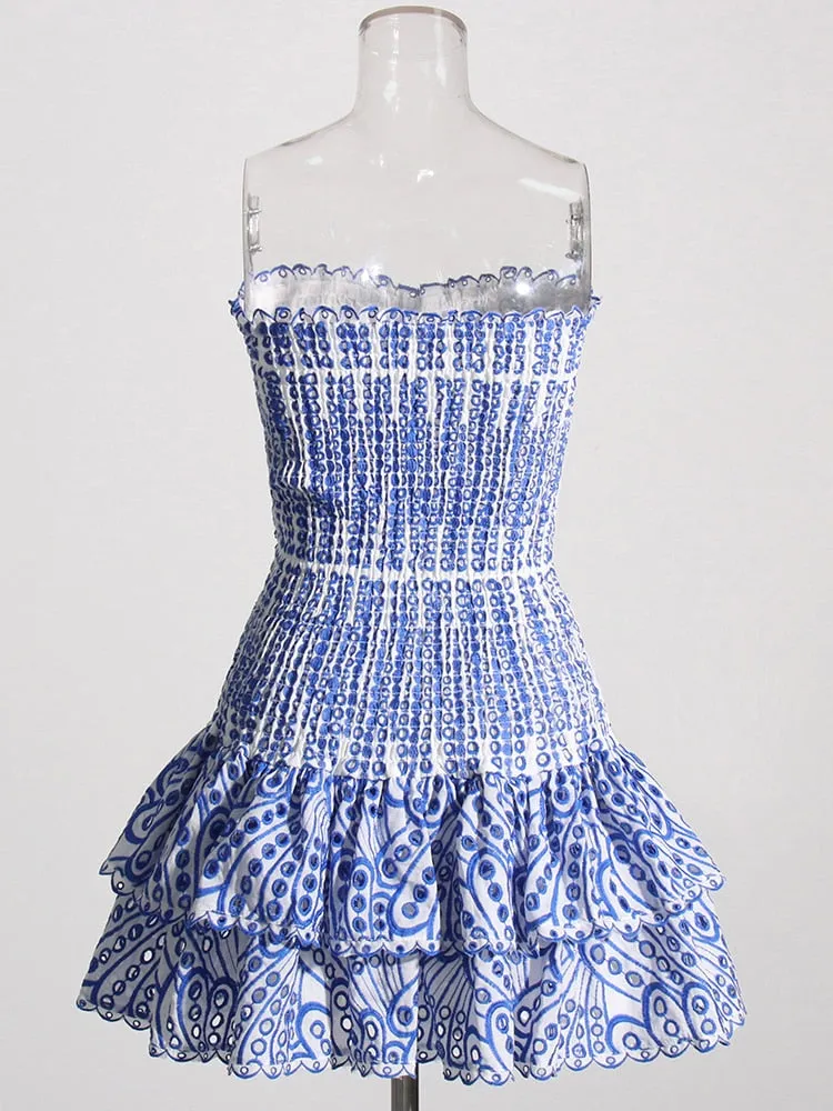 Vianca Strapless Eyelet Mini Dresses - 4 Colors