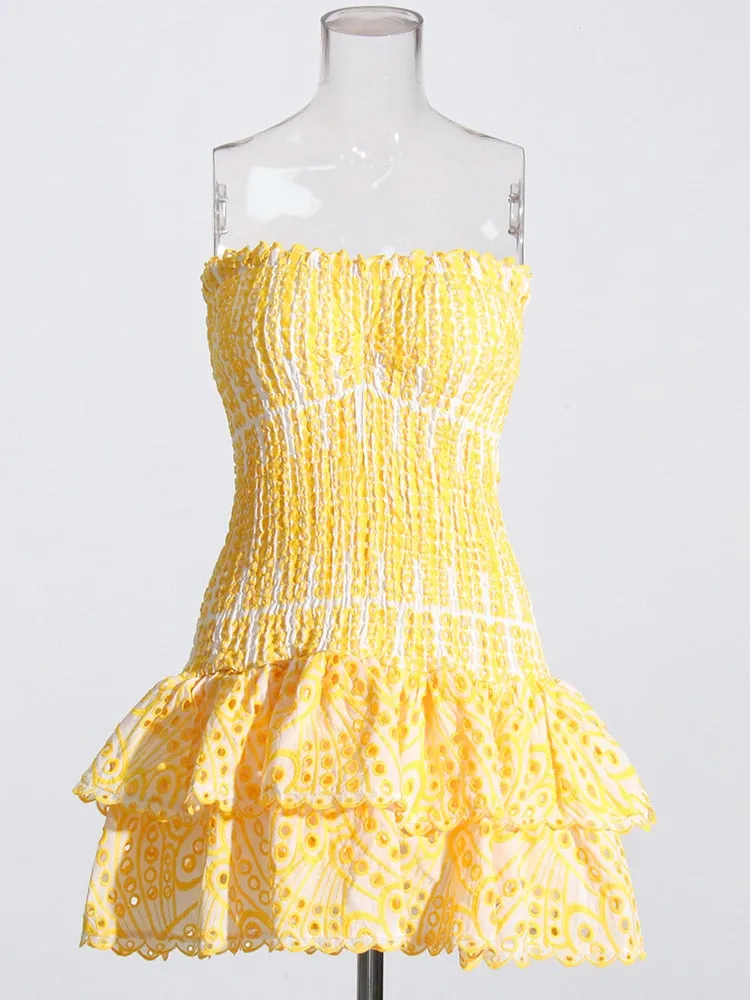 Vianca Strapless Eyelet Mini Dresses - 4 Colors