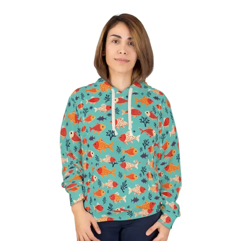 Vibrant Aop Unisex Pullover Hoodie with Colorful Fish