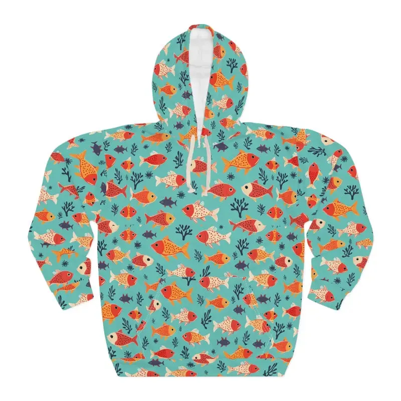 Vibrant Aop Unisex Pullover Hoodie with Colorful Fish