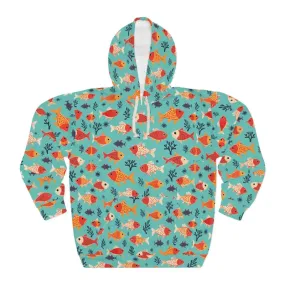 Vibrant Aop Unisex Pullover Hoodie with Colorful Fish