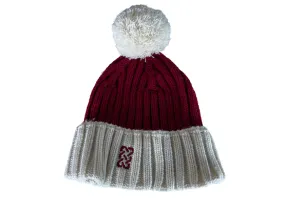 Vintage red & white colorblock knitted beanie hat|One size|SKU 4446