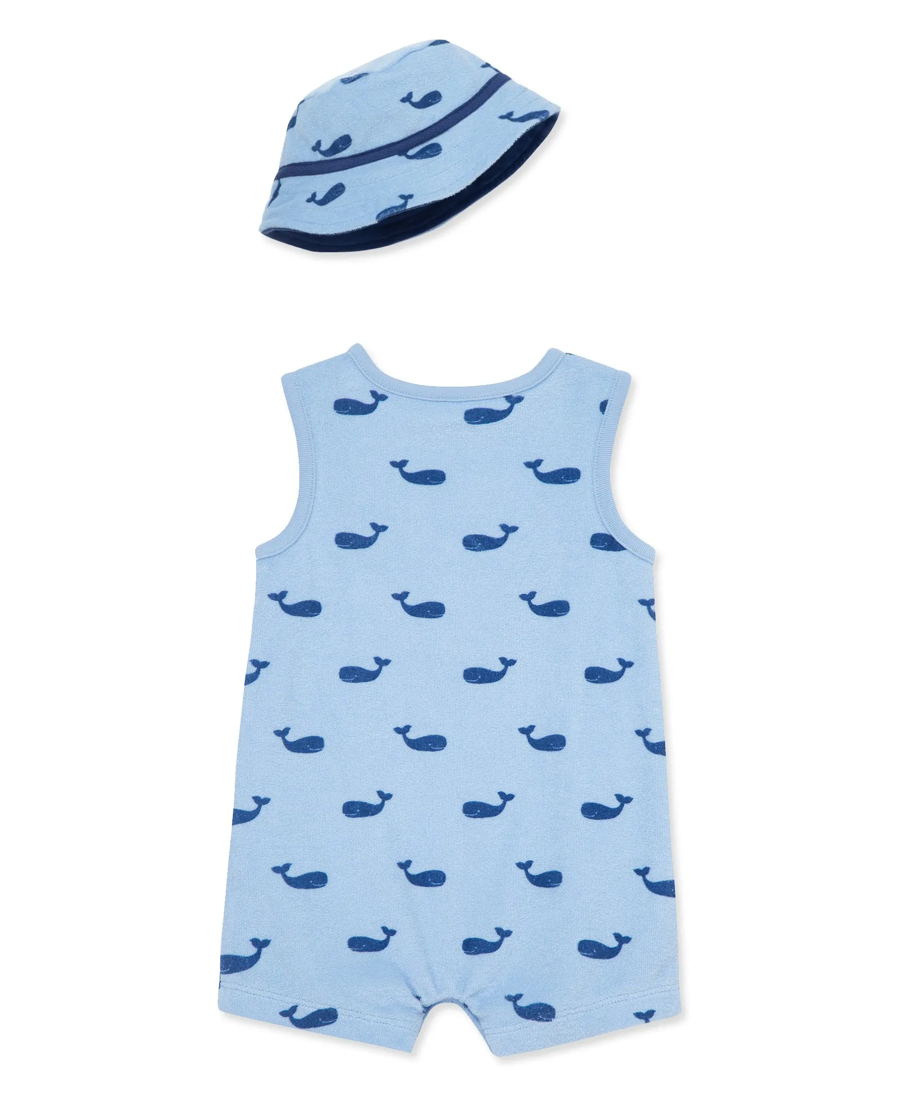 Whales Terry Romper & Hat Set