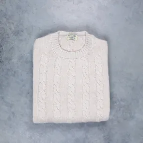 William Lockie Chirnside Cashmere Cable Crew Neck Hessian