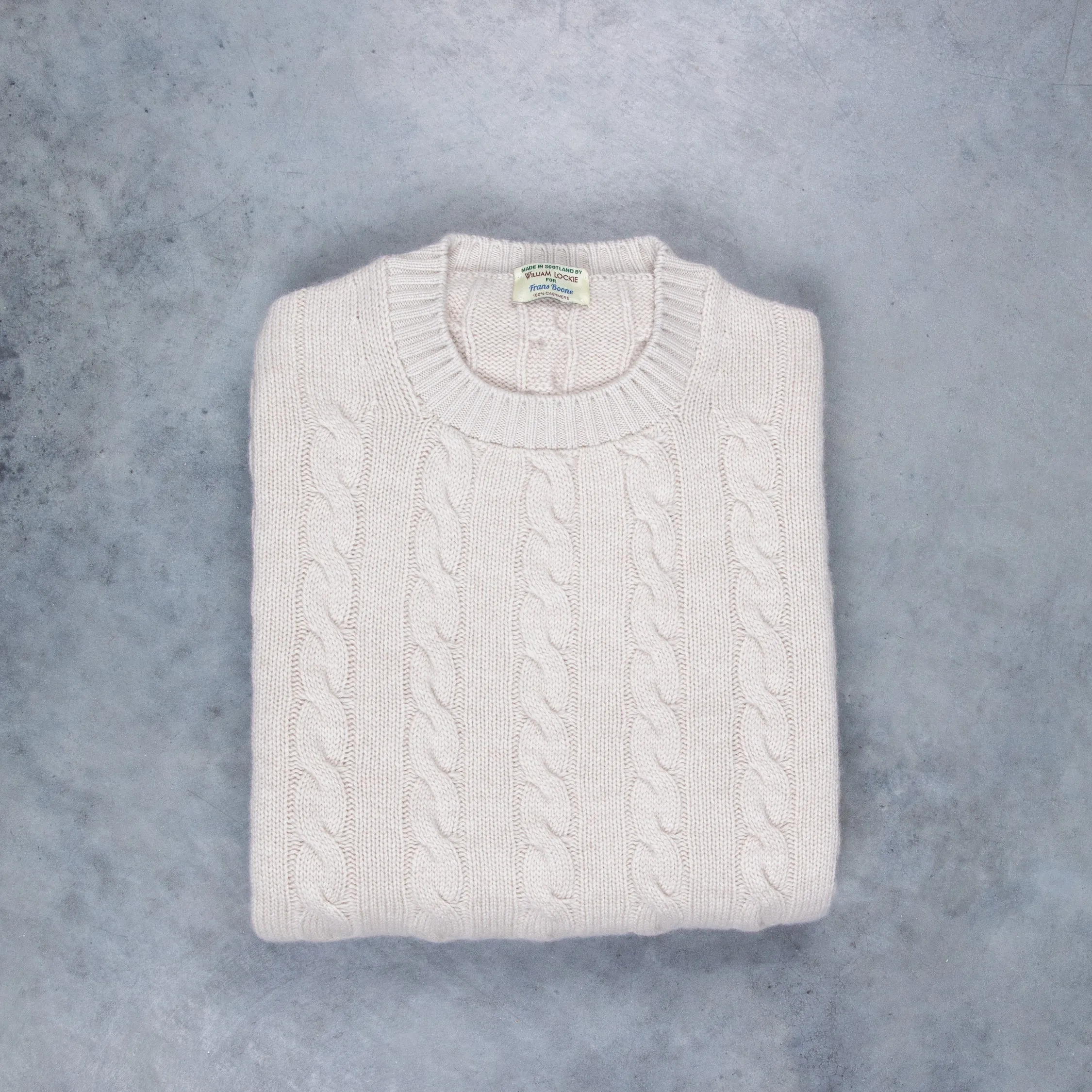 William Lockie Chirnside Cashmere Cable Crew Neck Hessian
