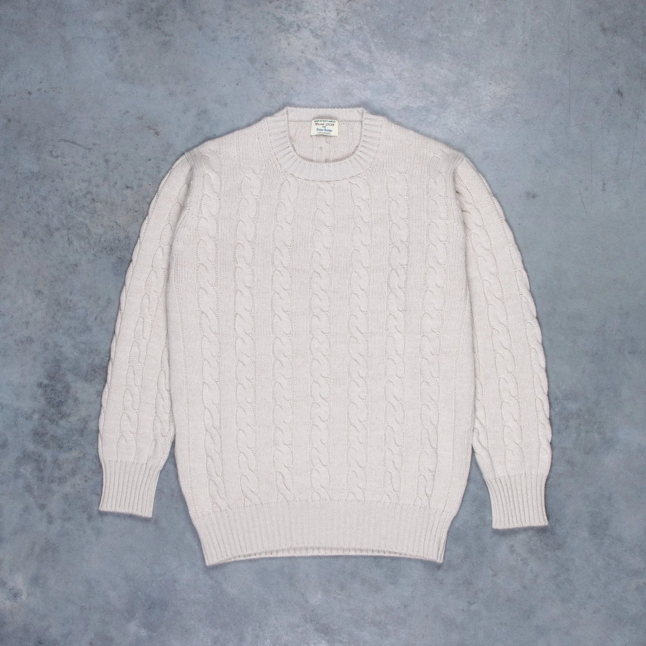 William Lockie Chirnside Cashmere Cable Crew Neck Hessian