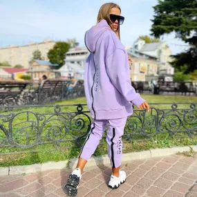 Women Letter Sweatshirts 2Piece Sets Tracksuit Oversized Suit 2022 Autumn Female Korea TrouserPullover Pants Suits Female