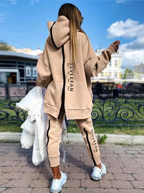 Women Letter Sweatshirts 2Piece Sets Tracksuit Oversized Suit 2022 Autumn Female Korea TrouserPullover Pants Suits Female