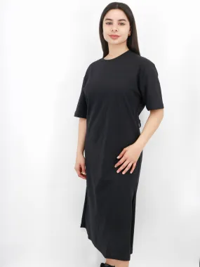 Women's Brand Logo Embroidered Side Split T-Shirt Dress,Black