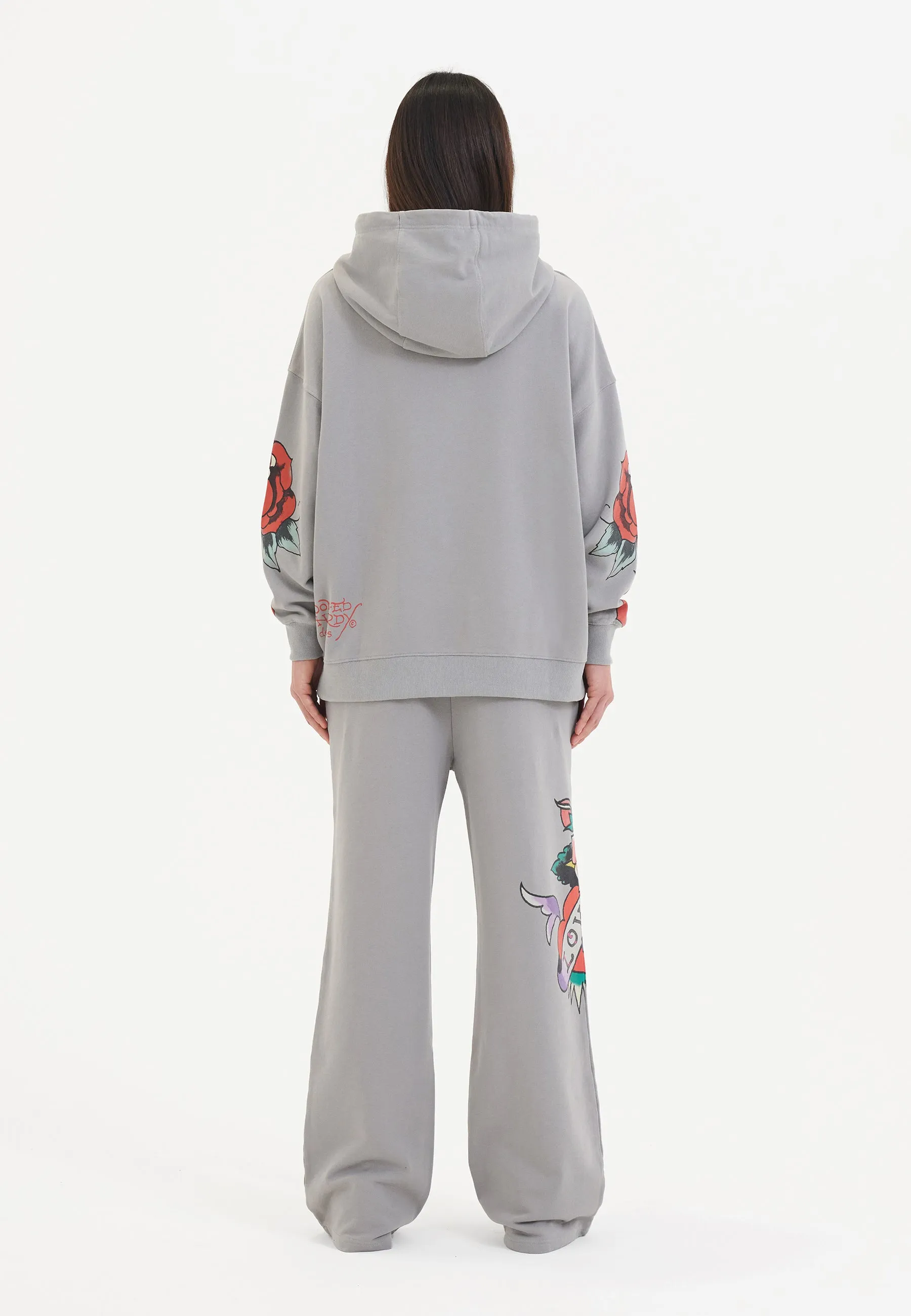 Womens Love Hard Relaxed Sweat Pants Trousers -  Grey