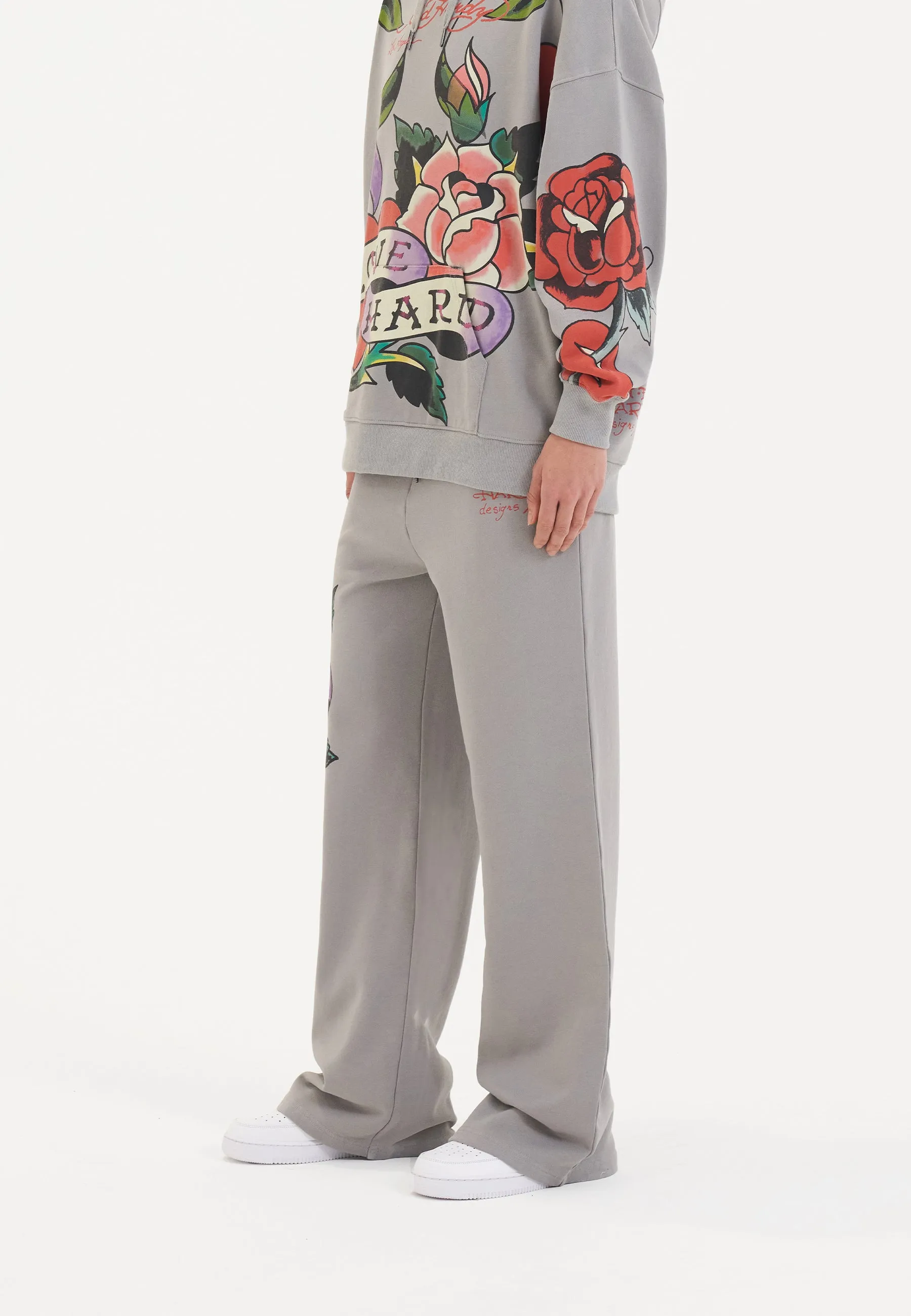 Womens Love Hard Relaxed Sweat Pants Trousers -  Grey