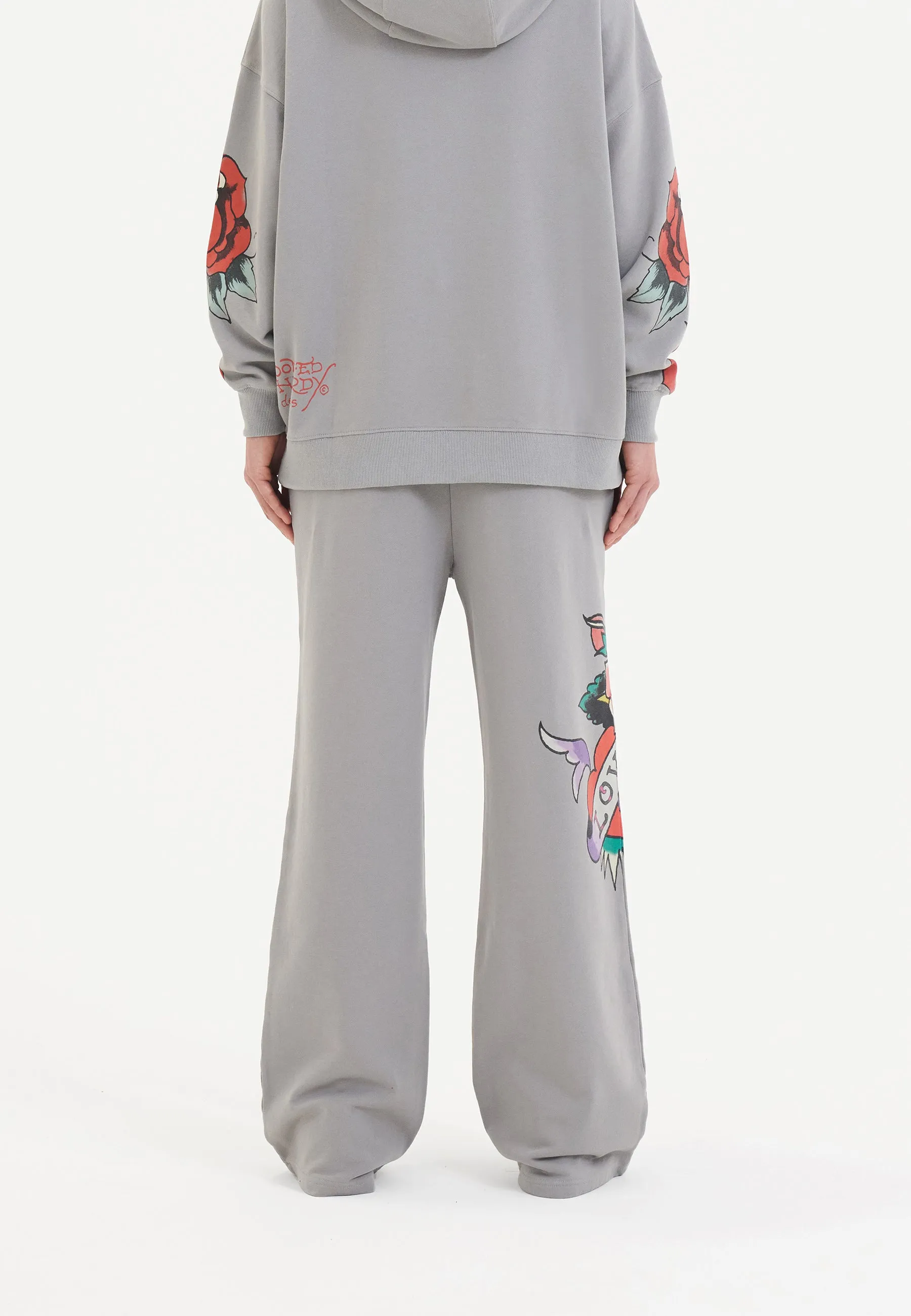 Womens Love Hard Relaxed Sweat Pants Trousers -  Grey