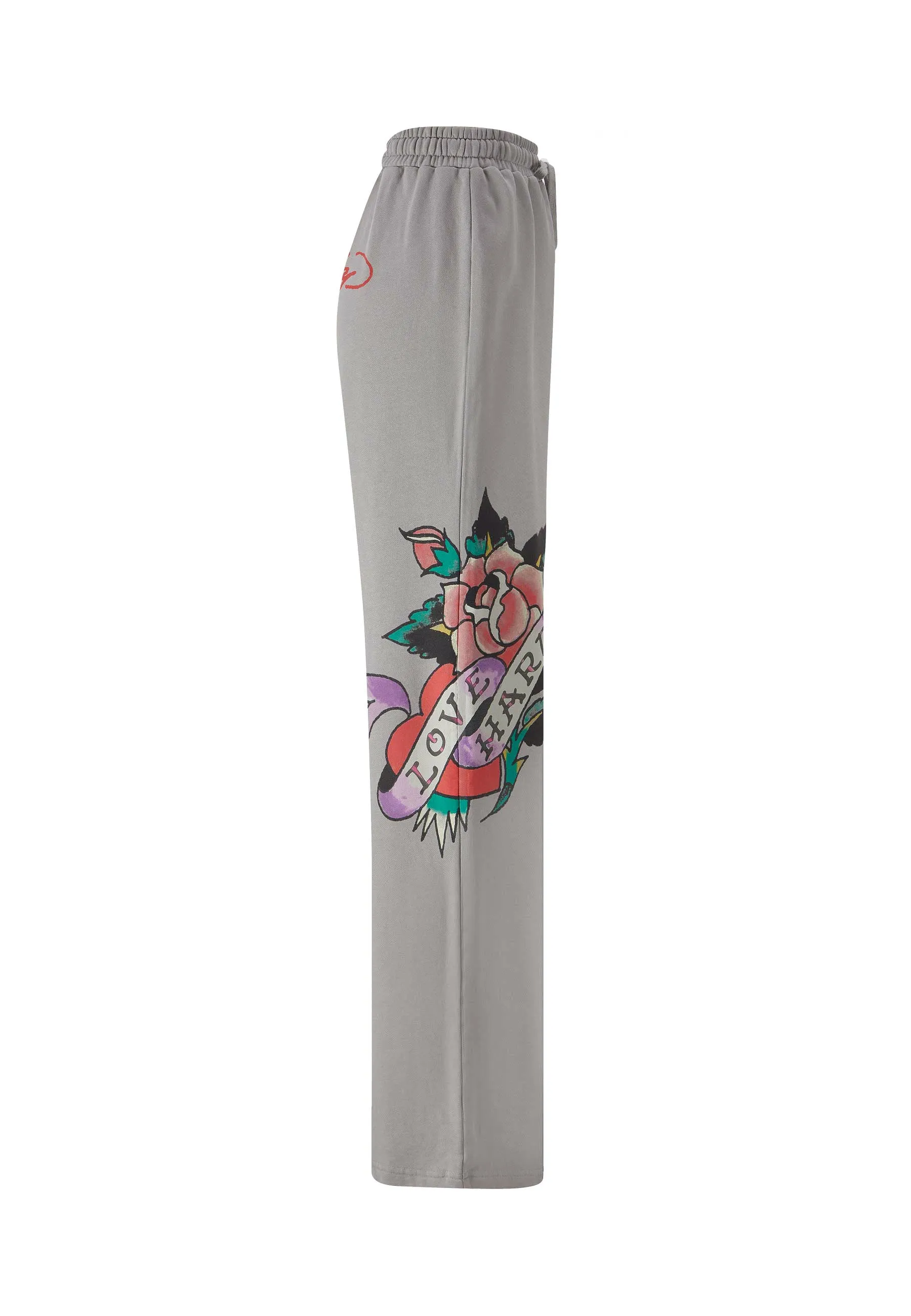 Womens Love Hard Relaxed Sweat Pants Trousers -  Grey