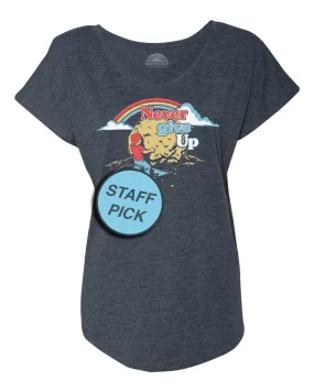 Women's Never Give Up Sisyphus Scoop Neck T-Shirt