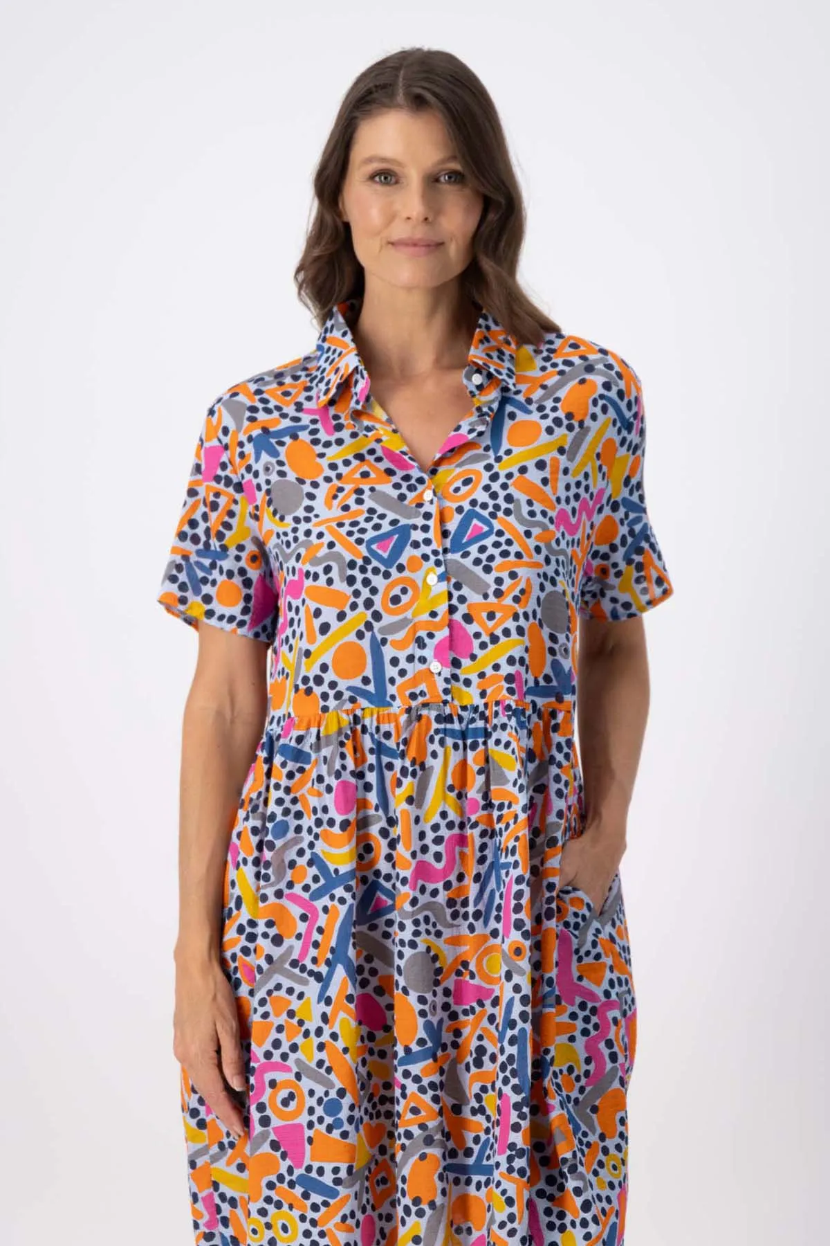 Wonderland Villa Dress Blue in Seersucker